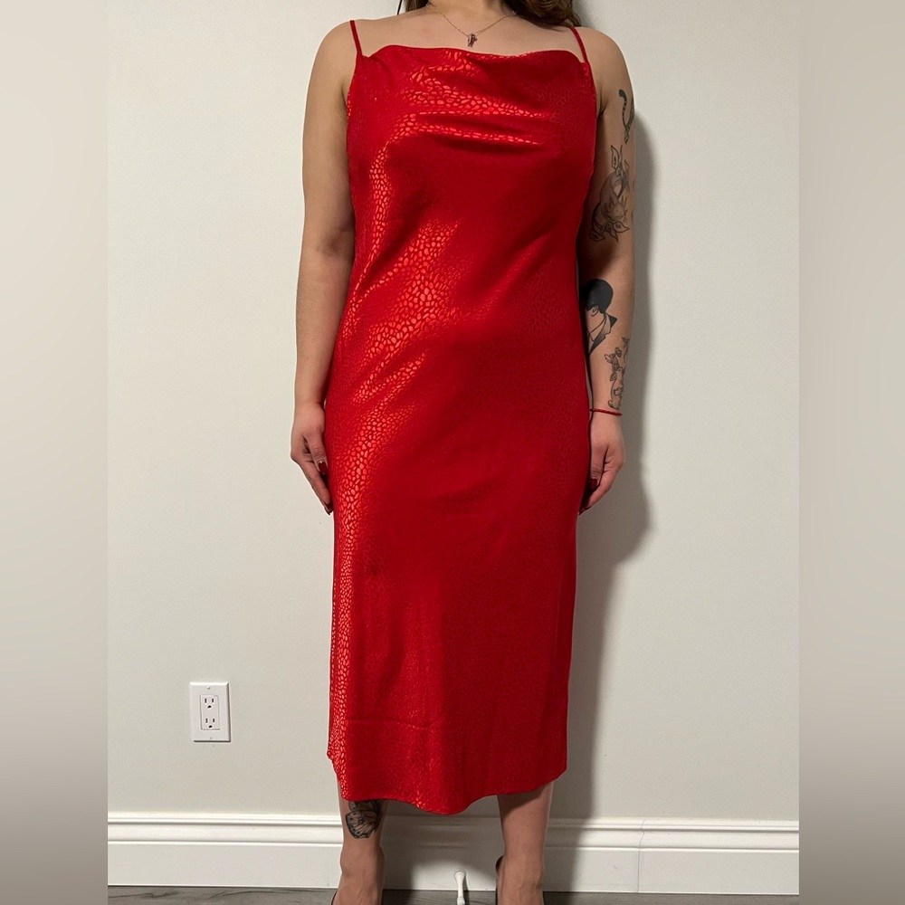 Brand New Emma & Michele Red Satin Slip Dress Size M